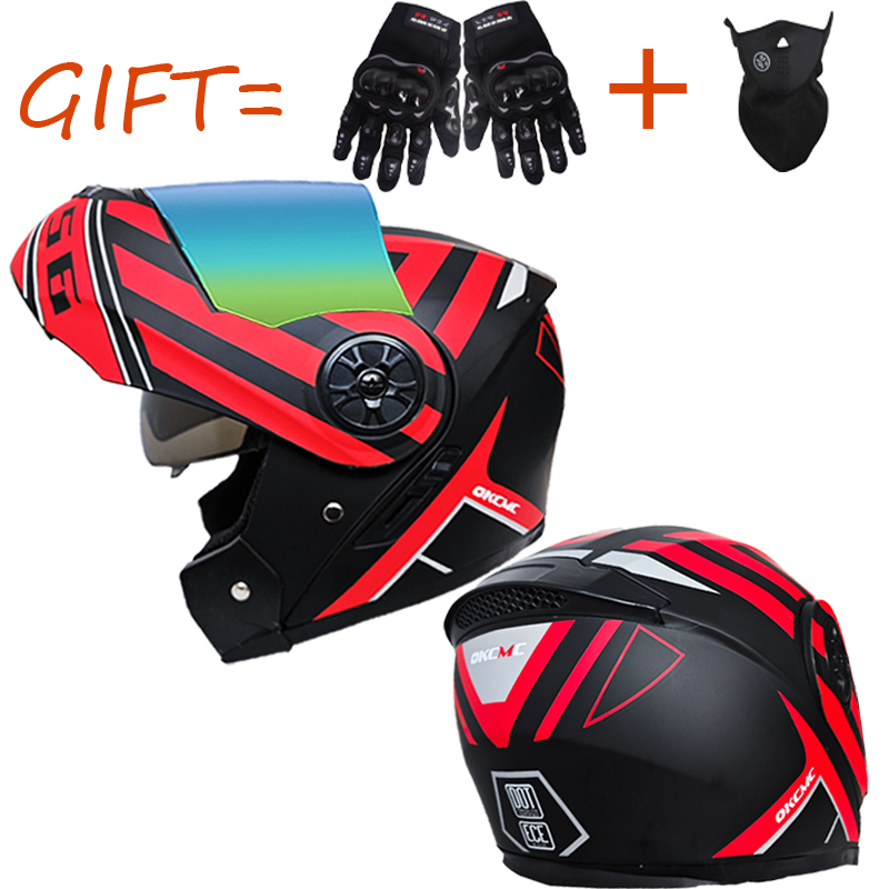 Motorcycle Gear Gloves - Flip Up Motorcycle Helmet with Removable