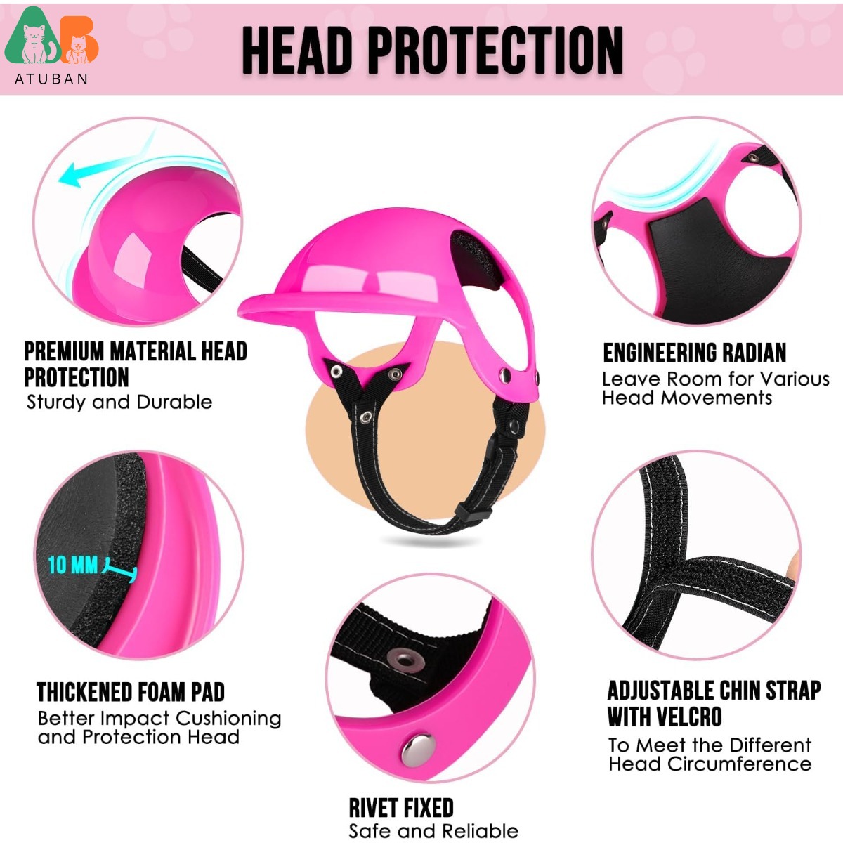 ‌ATUBAN Dog Helmet&Goggles Set - Motorcycle Gear Helmets avaliação e preço