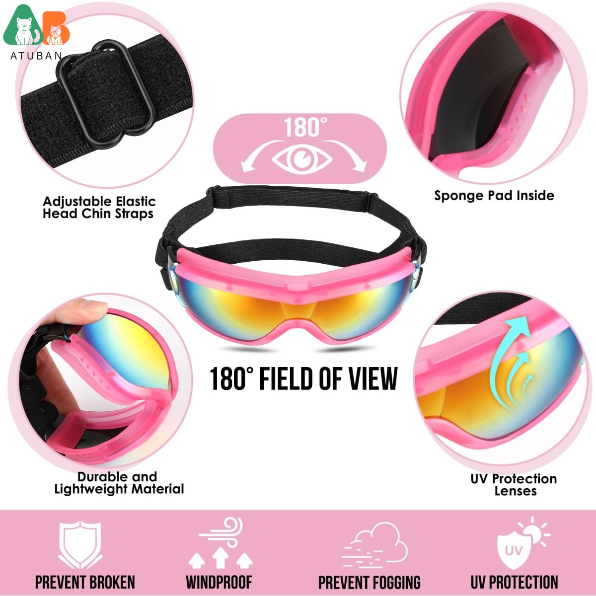 ‌ATUBAN Dog Helmet&Goggles Set - Motorcycle Gear Helmets avaliação e preço