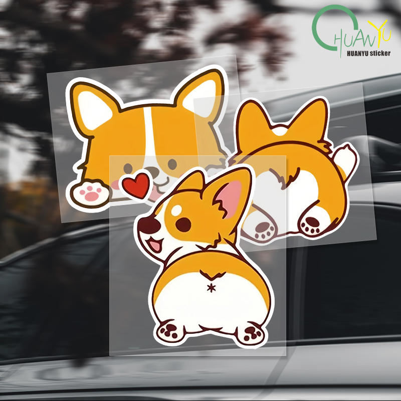 Car Cartoon Car Sticker Corgi  - Motorcycle Gear Helmets avaliação e preço
